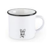 Jonny's Keramiktasse im Emaillelook "Achtung Stalker"